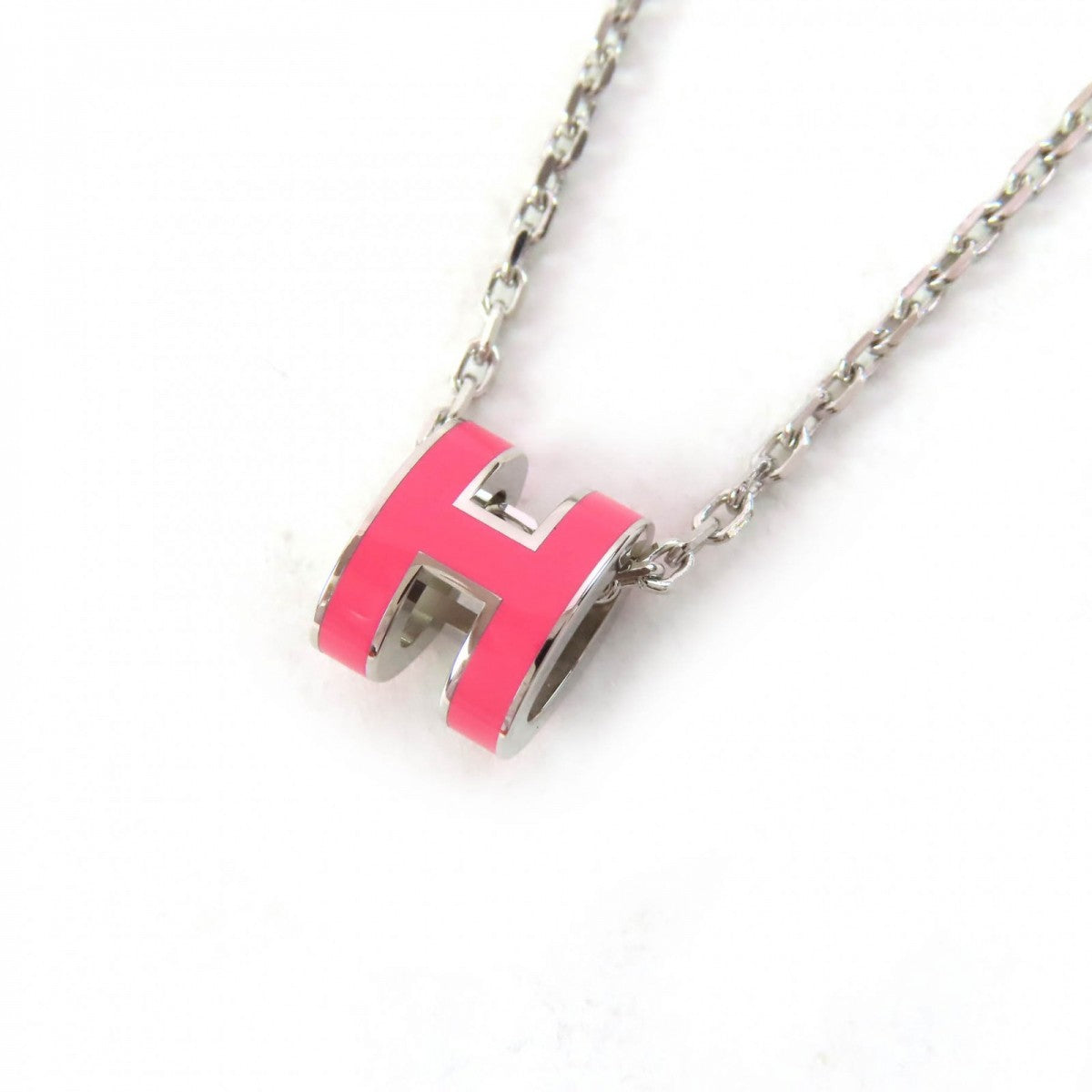 HERMES Necklace ー Pink Silver Mini Pop H pendant