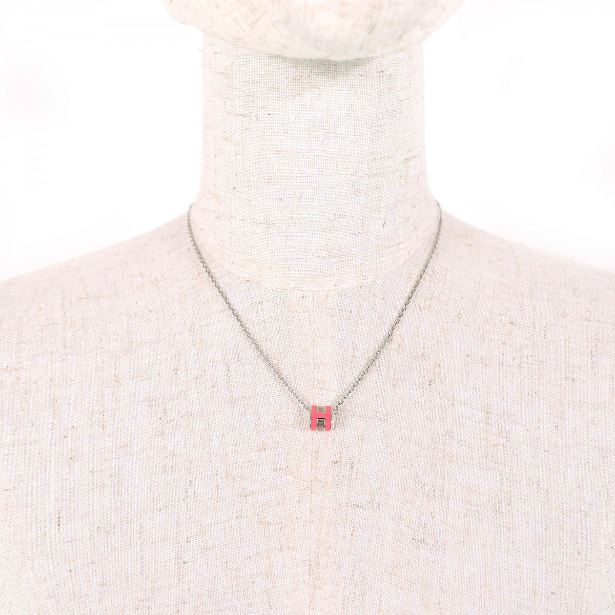 HERMES Necklace ー Pink Silver Mini Pop H pendant