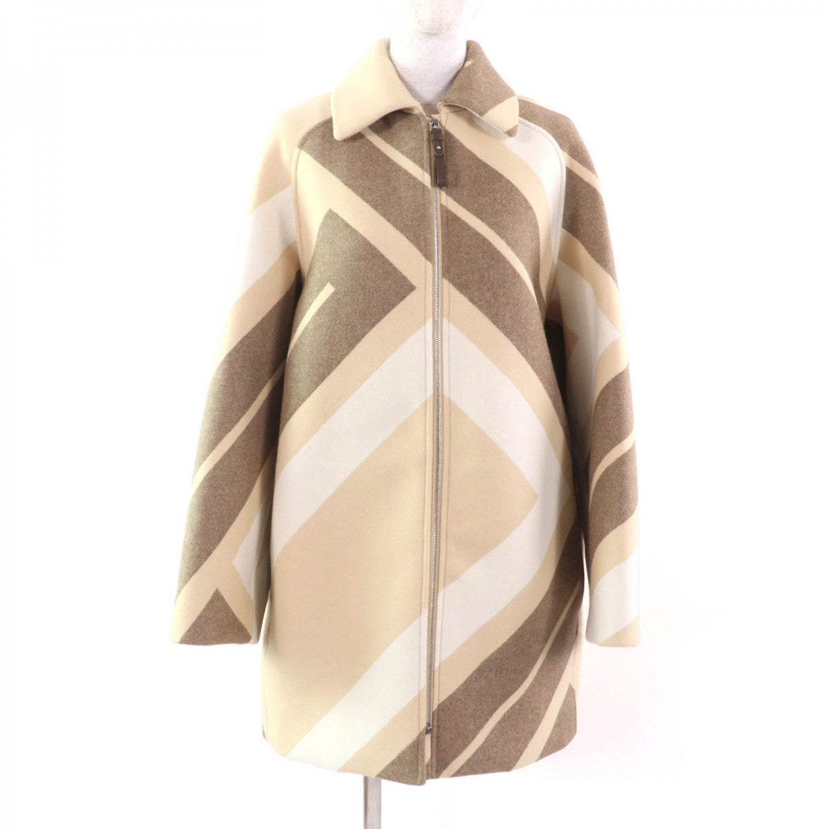 HERMES coat 2H0133DI wool Beige brown 36