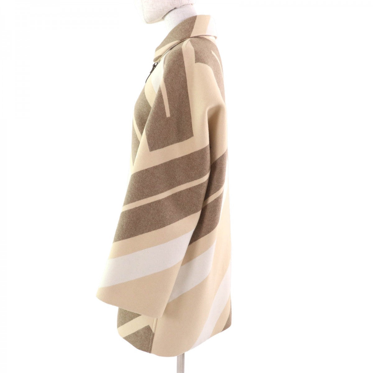 HERMES coat 2H0133DI wool Beige brown 36