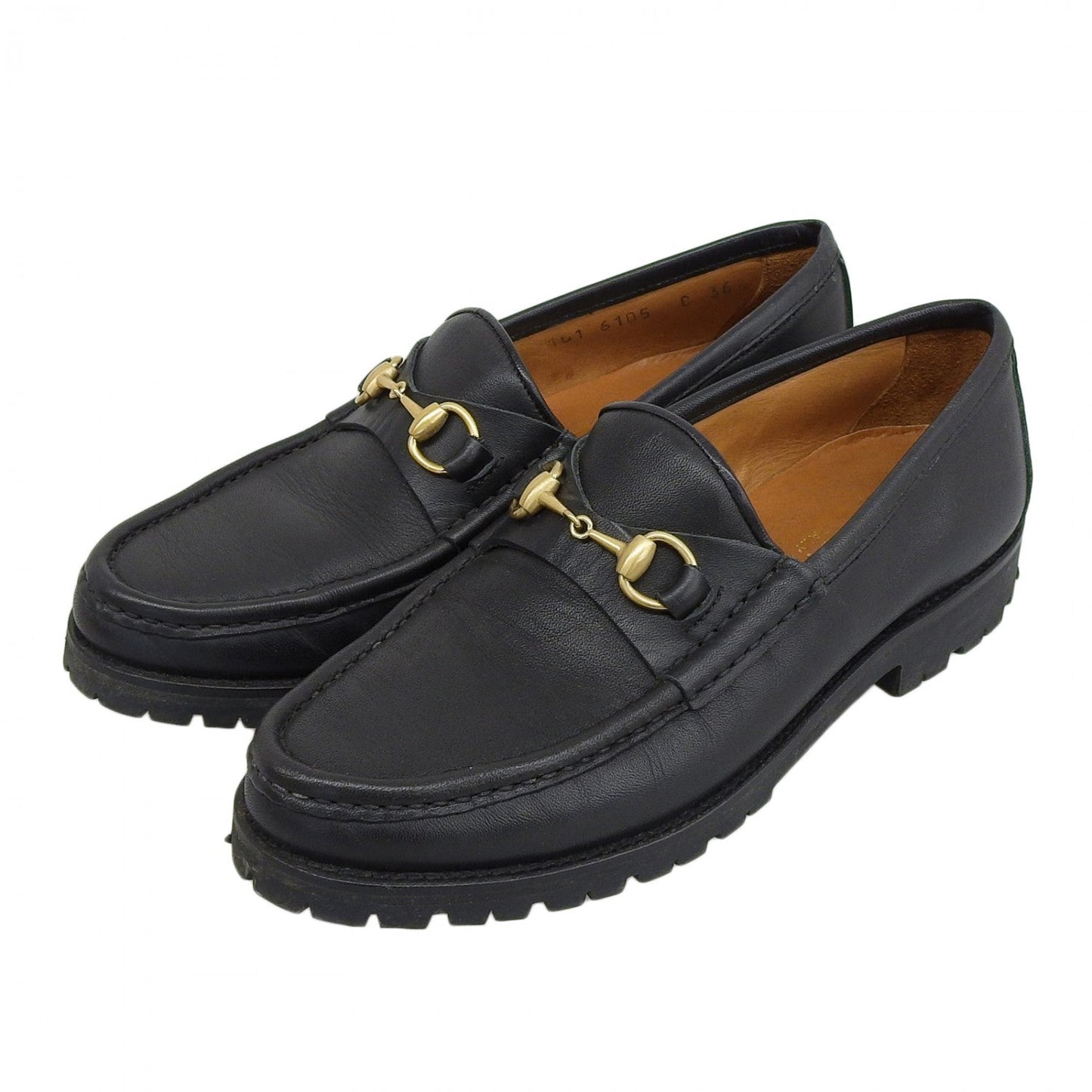 GUCCI loafers 101 6105 leather black 36.5