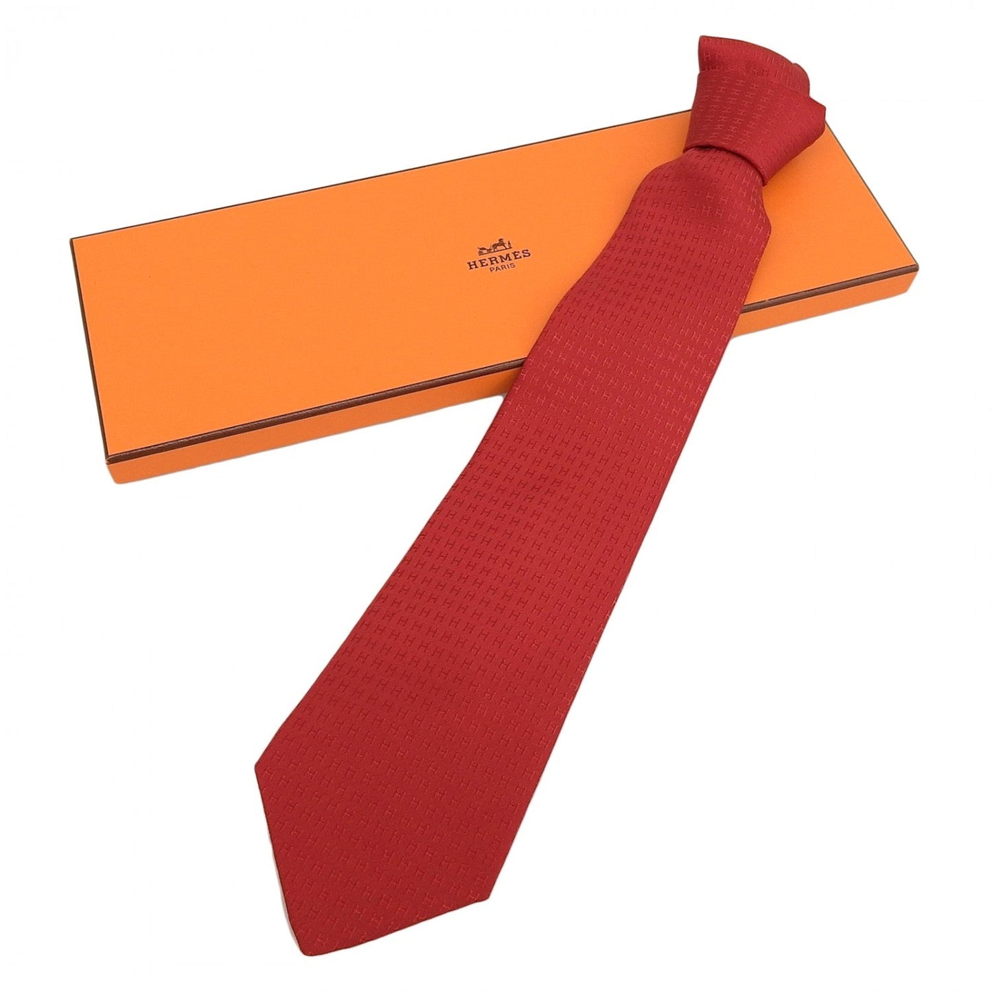 HERMES tie 038189T silk Red