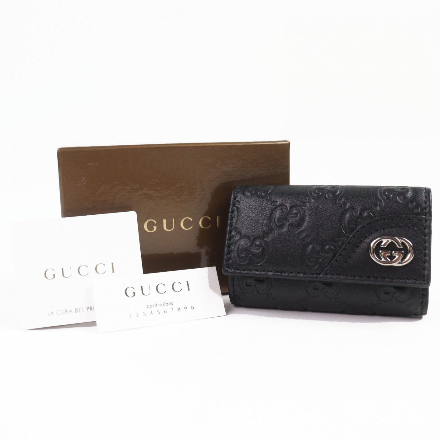 GUCCI Key case Key holder 181680 leather black