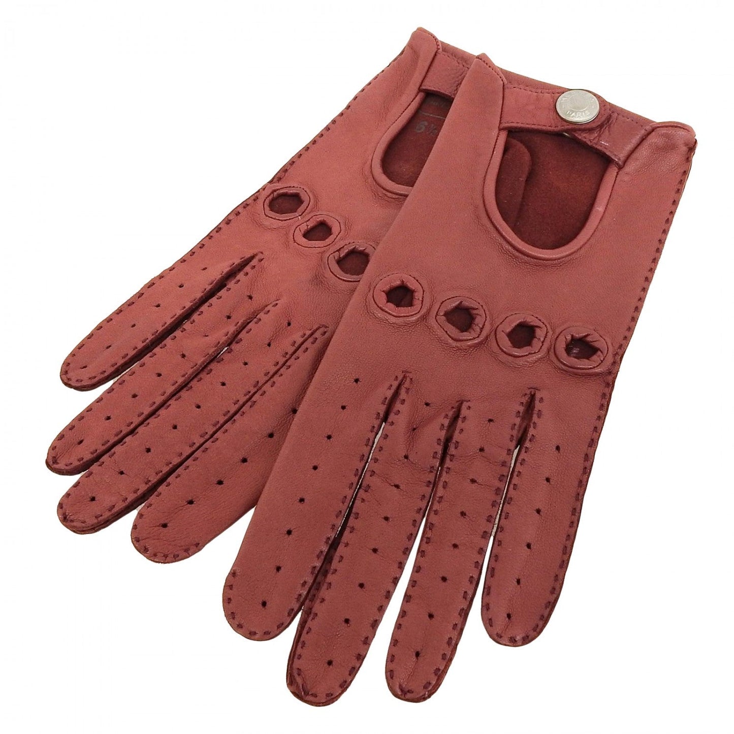 HERMES gloves Lamb leather Bordeaux 6.5