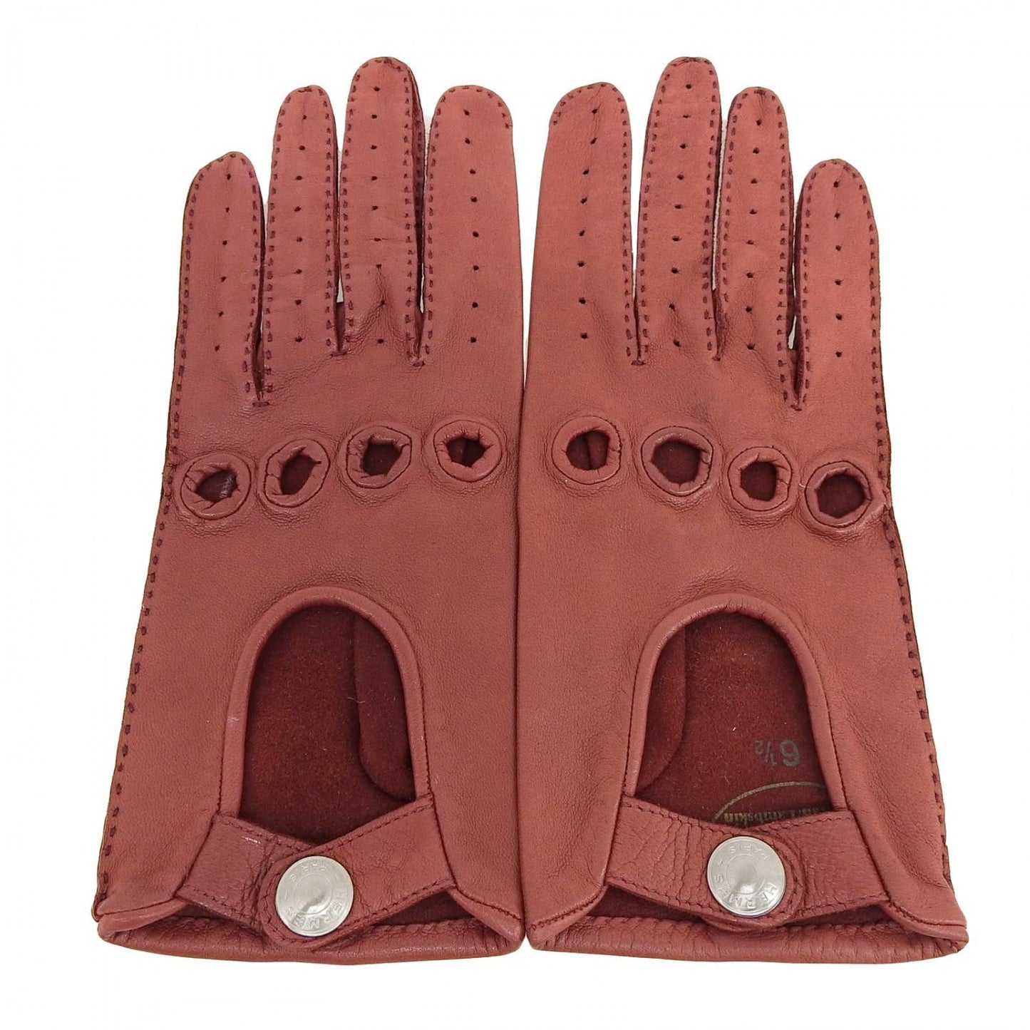 HERMES gloves Lamb leather Bordeaux 6.5