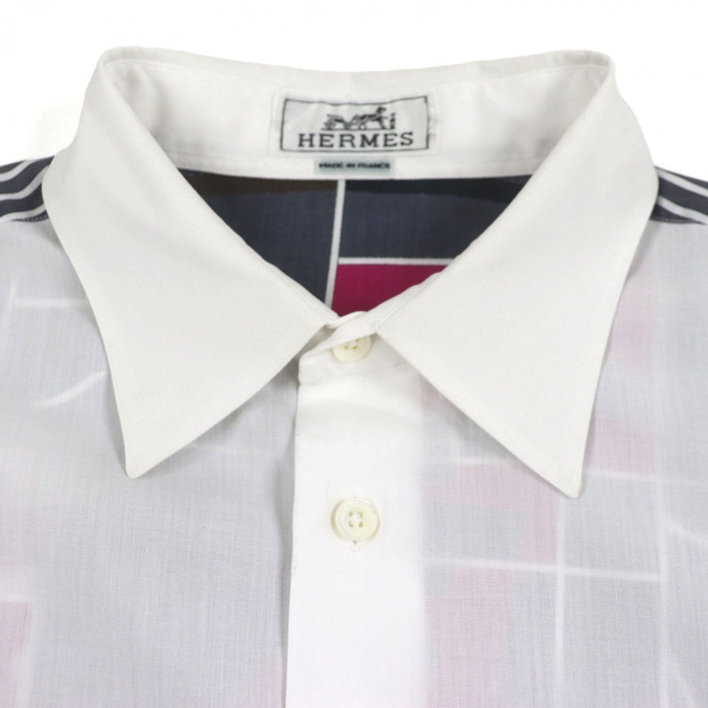 HERMES Long sleeve shirt cotton White mulch Mosaic Giant 40