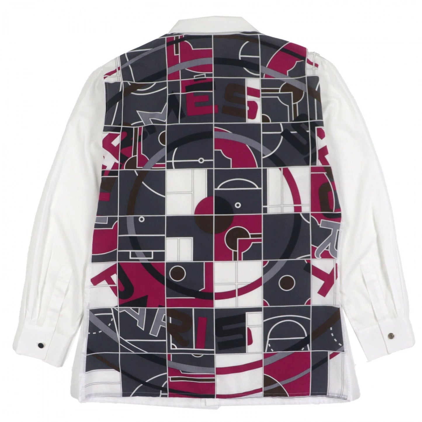 HERMES Long sleeve shirt cotton White mulch Mosaic Giant 40