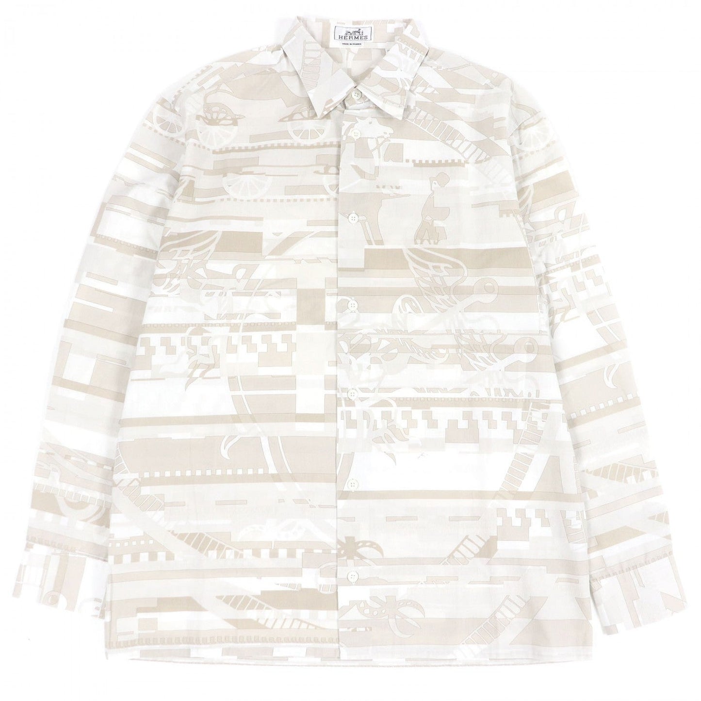 HERMES Long sleeve shirt cotton beige 40