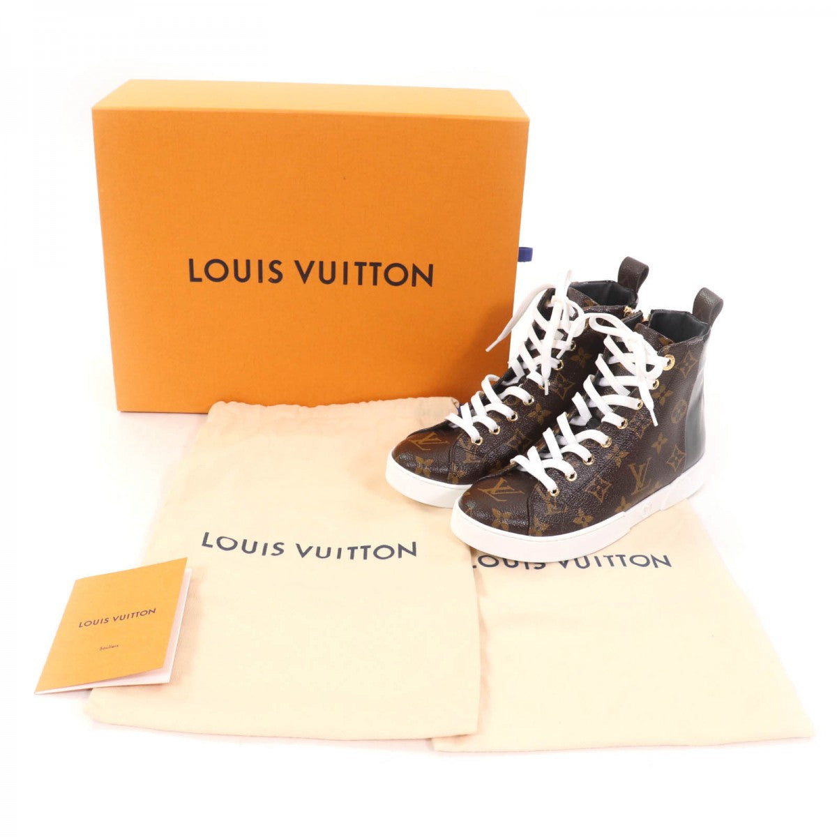 LOUIS VUITTON High cut sneakers leather Brown black Stellar Line 35