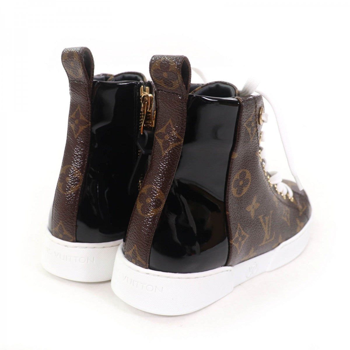 LOUIS VUITTON High cut sneakers leather Brown black Stellar Line 35