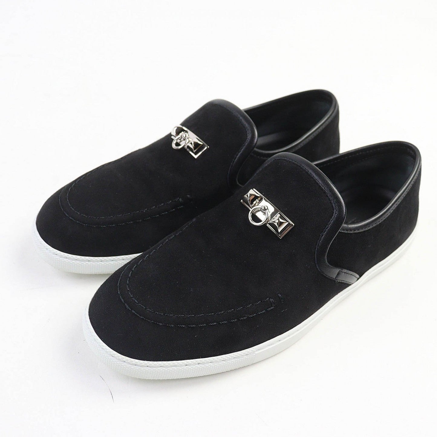 HERMES sneakers Suede leather black Jules Medor moccasins 38