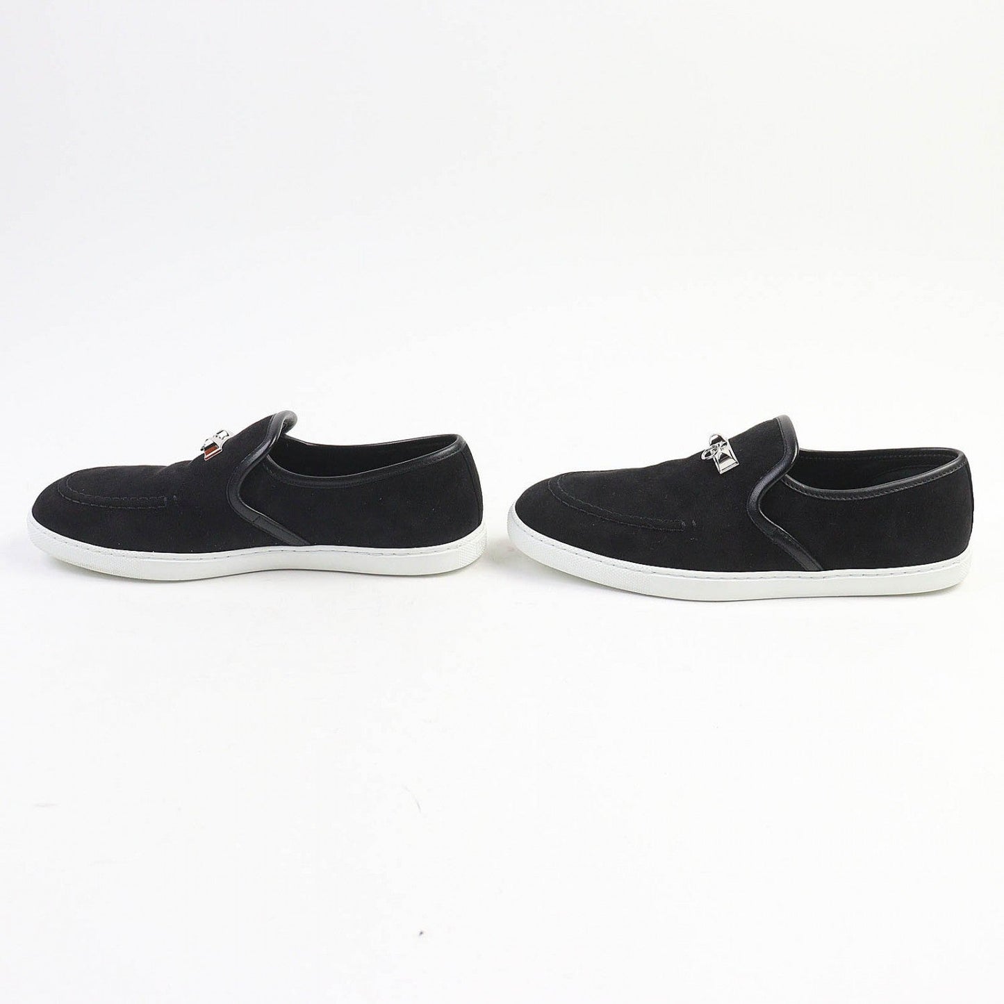 HERMES sneakers Suede leather black Jules Medor moccasins 38
