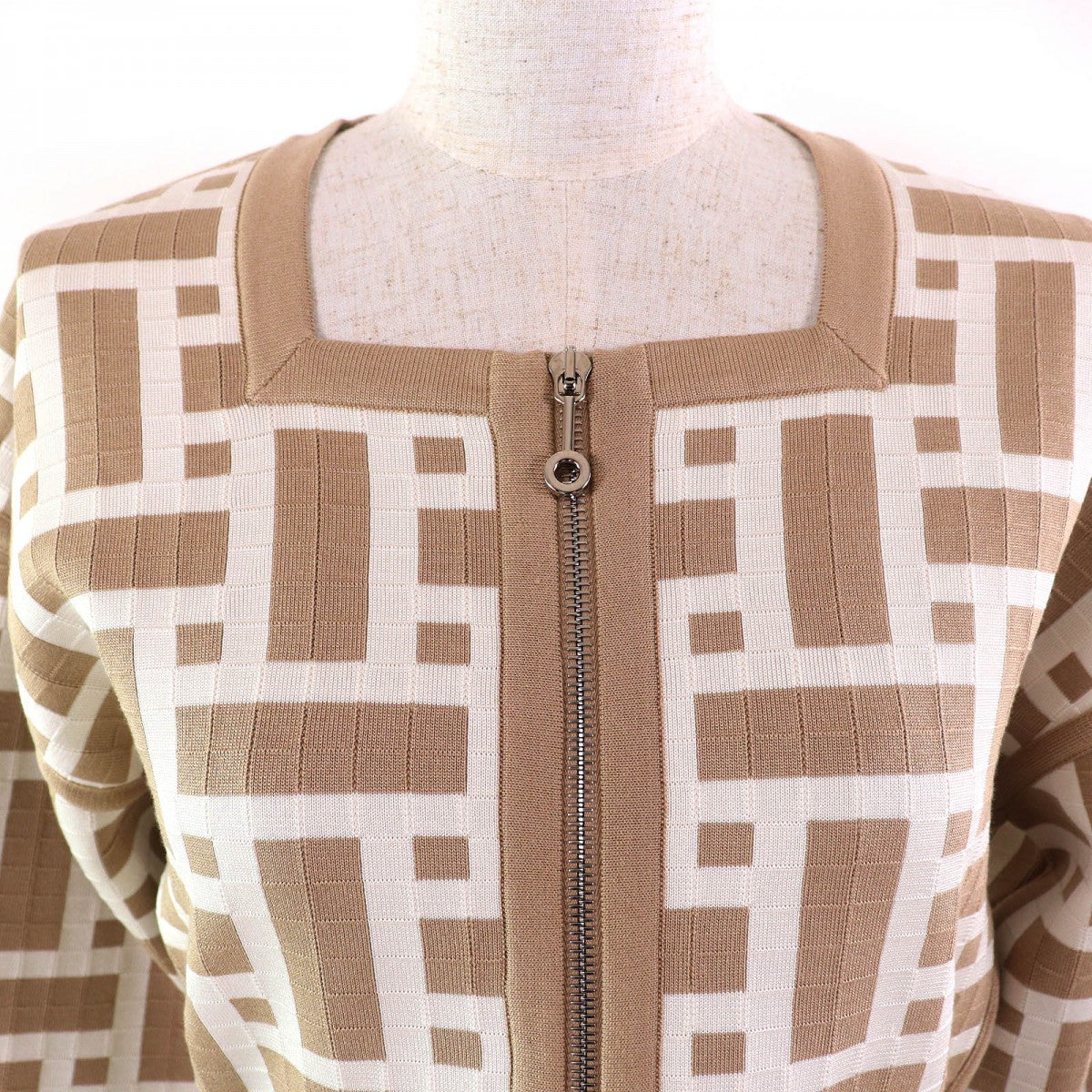 HERMES No color jacket 4E2225DJ Main: 64% silk, Main: 19% cotton, Main: 16% polyamide, Main: 1% elastane, Part: 53% silk Beige white Women 34