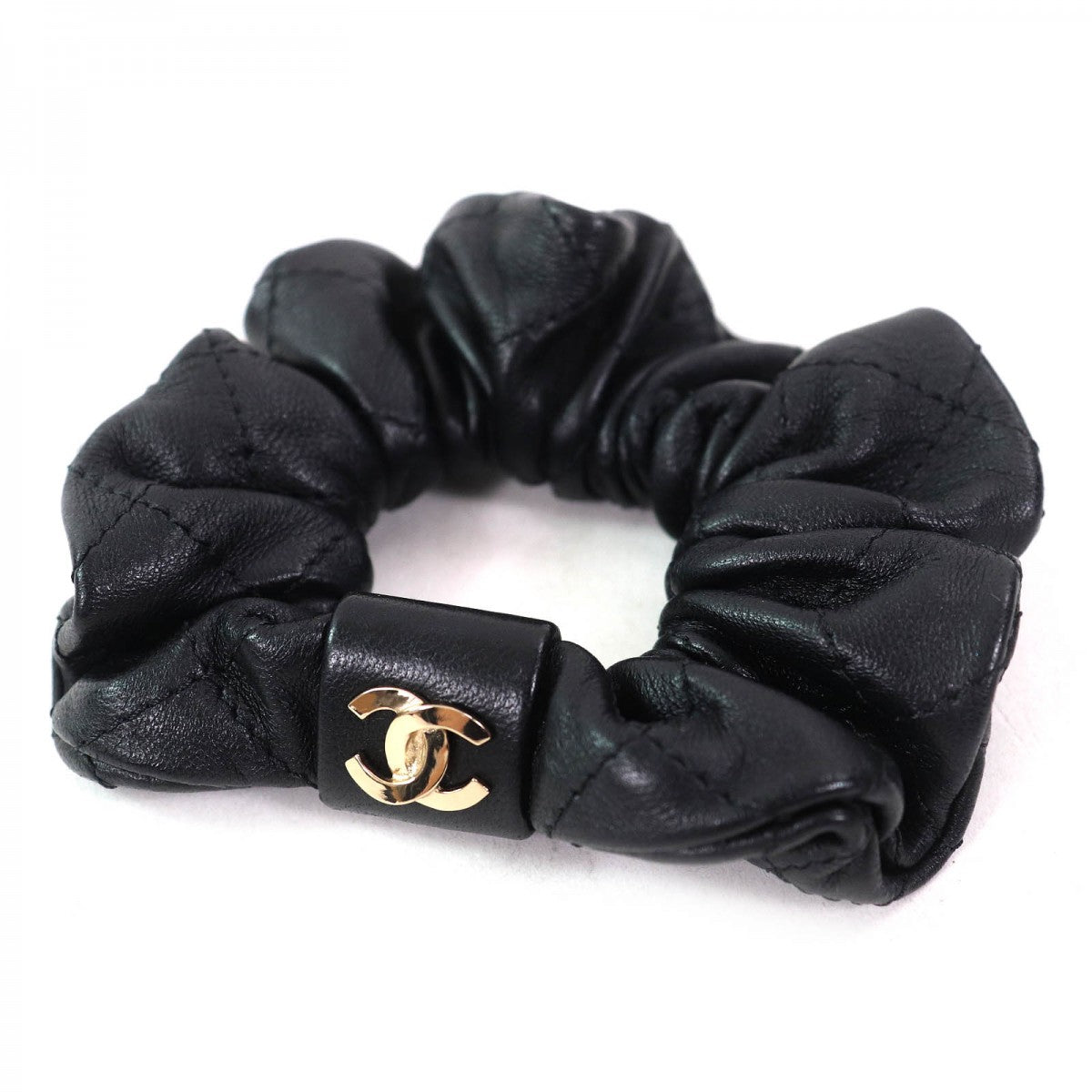 CHANEL hair accessory A21K leather black