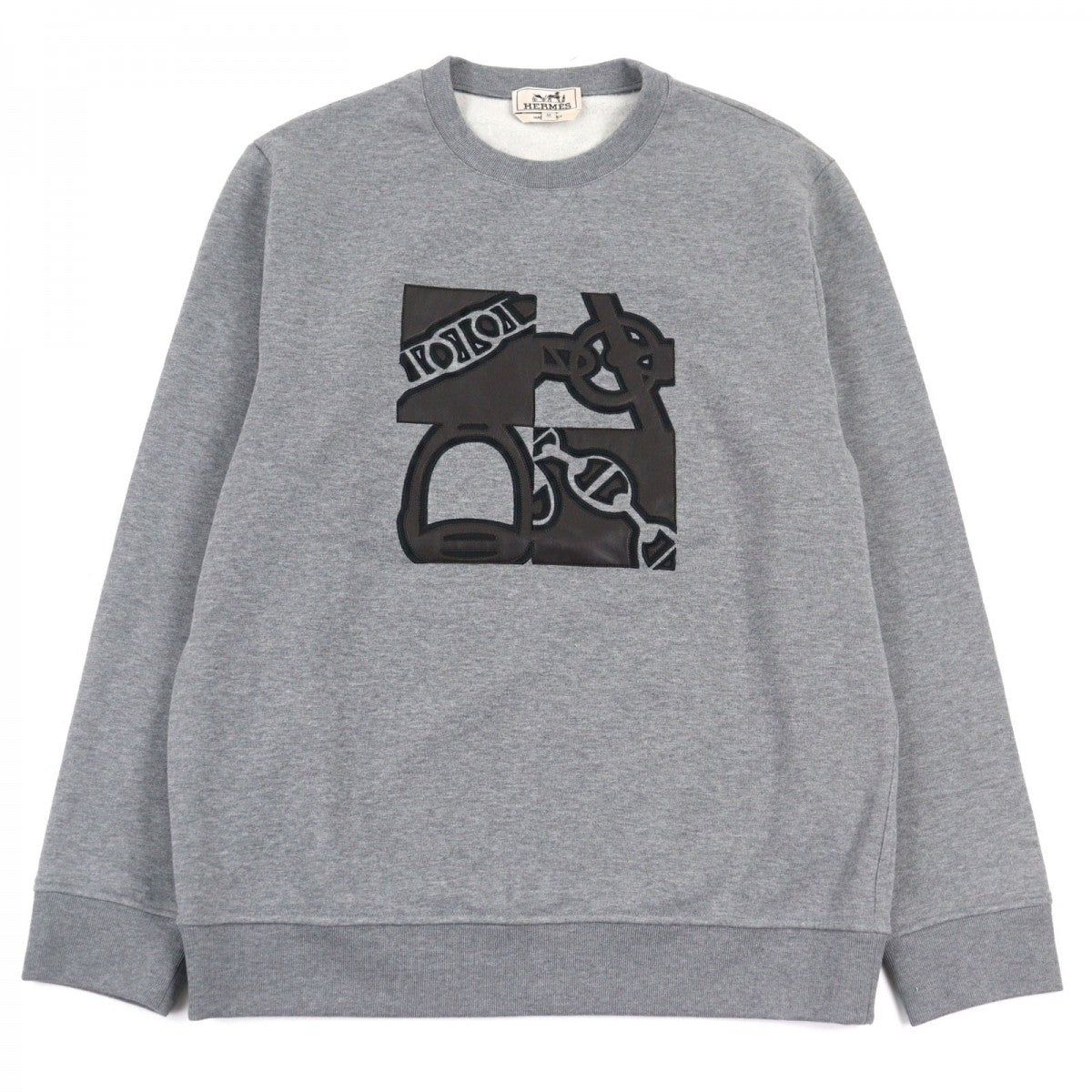 HERMES sweat 467810HA Main: 100% cotton, part: 90% cotton, part: 10% polyurethane, part: 80% nylon, part: 20% polyurethane Gray type Metallerie au Carre mens M