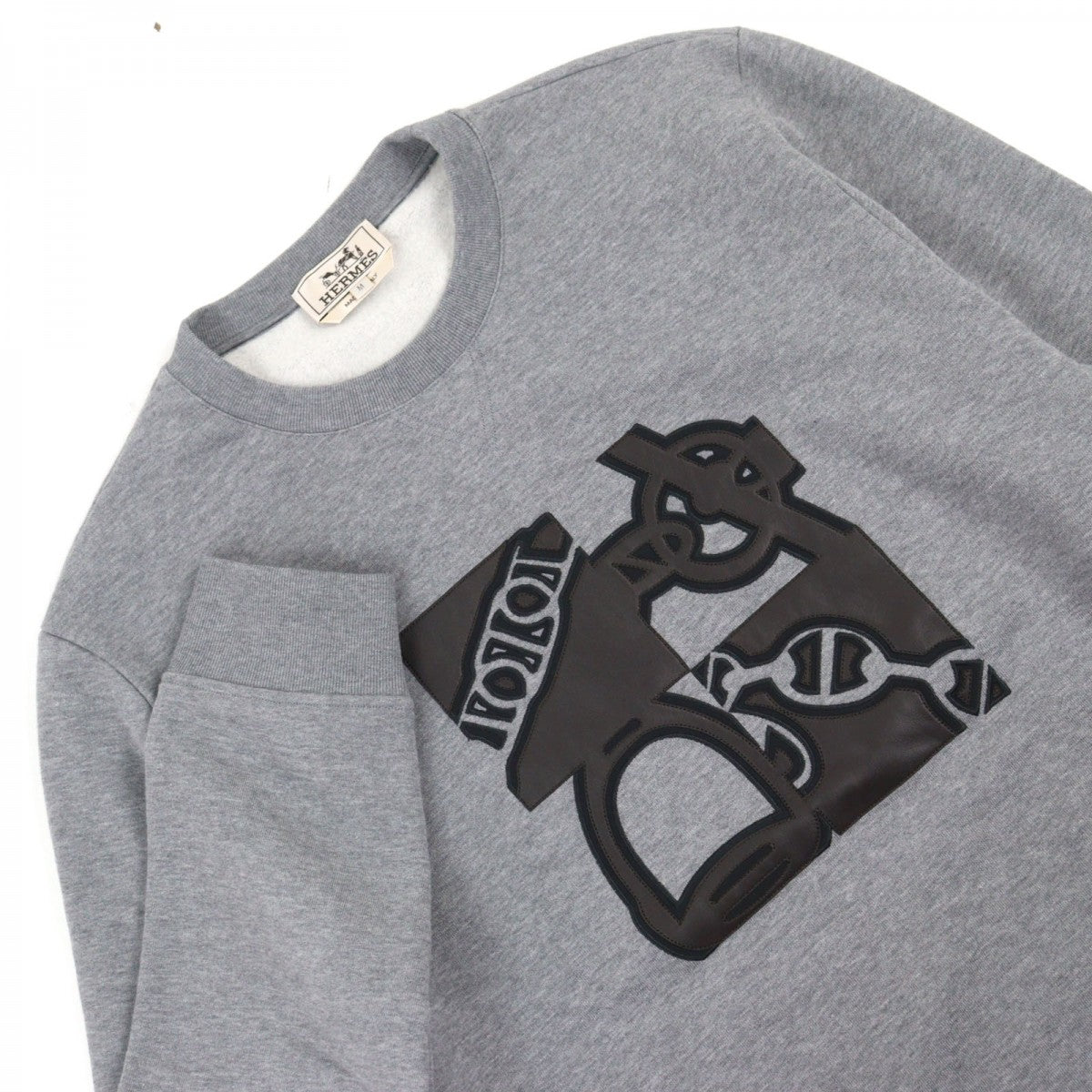 HERMES sweat 467810HA Main: 100% cotton, part: 90% cotton, part: 10% polyurethane, part: 80% nylon, part: 20% polyurethane Gray type Metallerie au Carre mens M