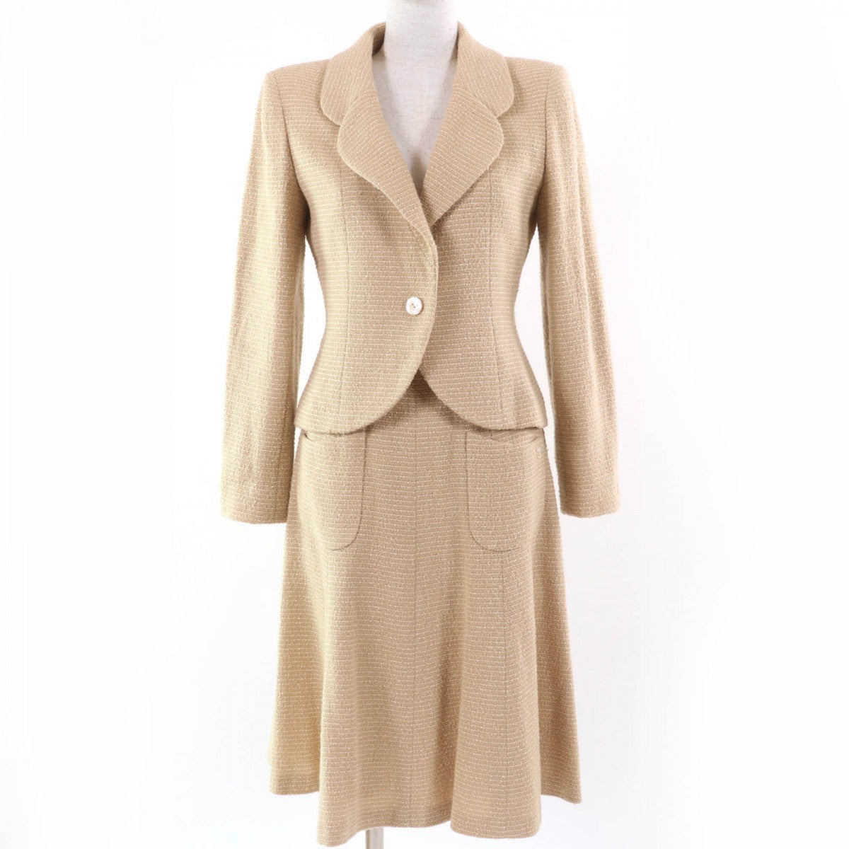 CHANEL setup 02C P18870V10901 Main: 75% wool, Main: 20% rayon, Main: 5% nylon, Lining: 95% silk, Lining: 5% spandex beige Women 38