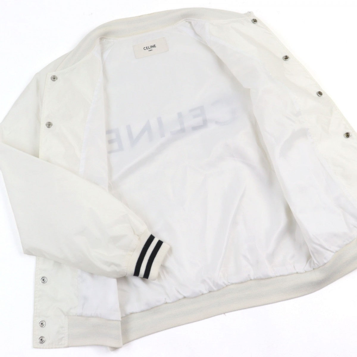 CELINE Blouson 2W365495M Outer: 100% nylon, Lining: 55% polyester, Lining: 45% rayon, Part: 50% wool, Part: 50% acrylic White black mens 44