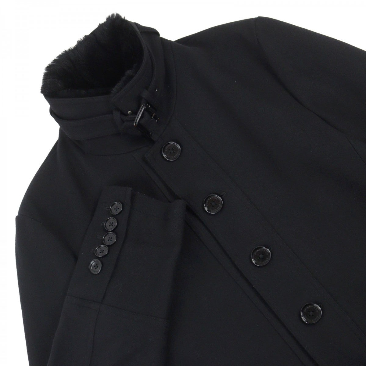 BURBERRY BLACK LABEL coat D1B93-206-09 Outer material: 75% wool, Outer material: 20% nylon, Outer material: 5% cashmere, Fur: rabbit, Part: cowhide black mens L