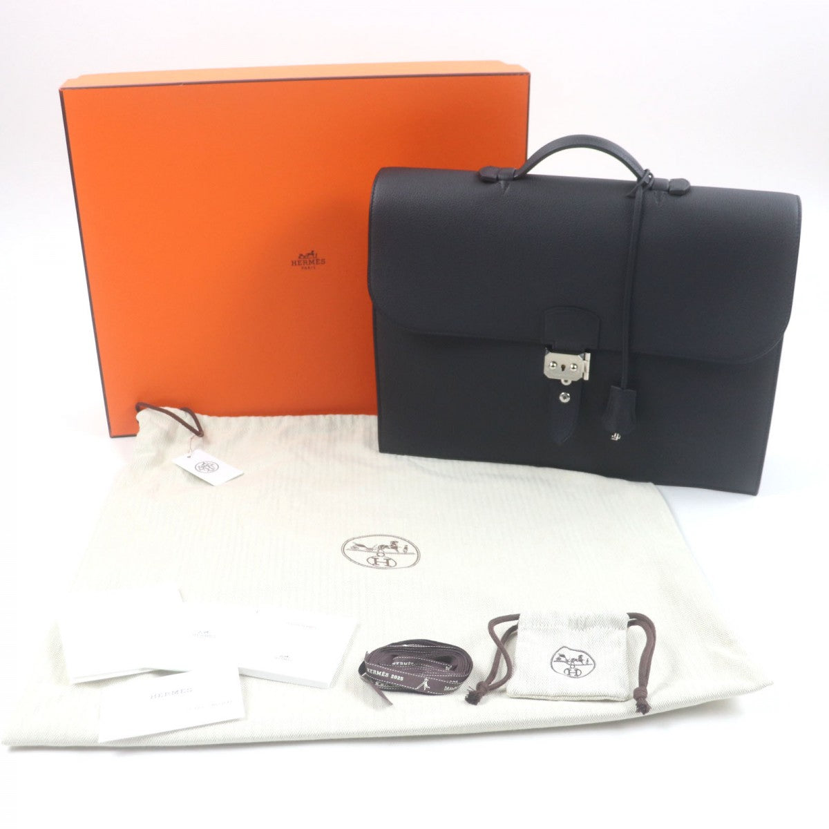 HERMES Briefcase Main: Togo black Sac Adepeche 38 mens