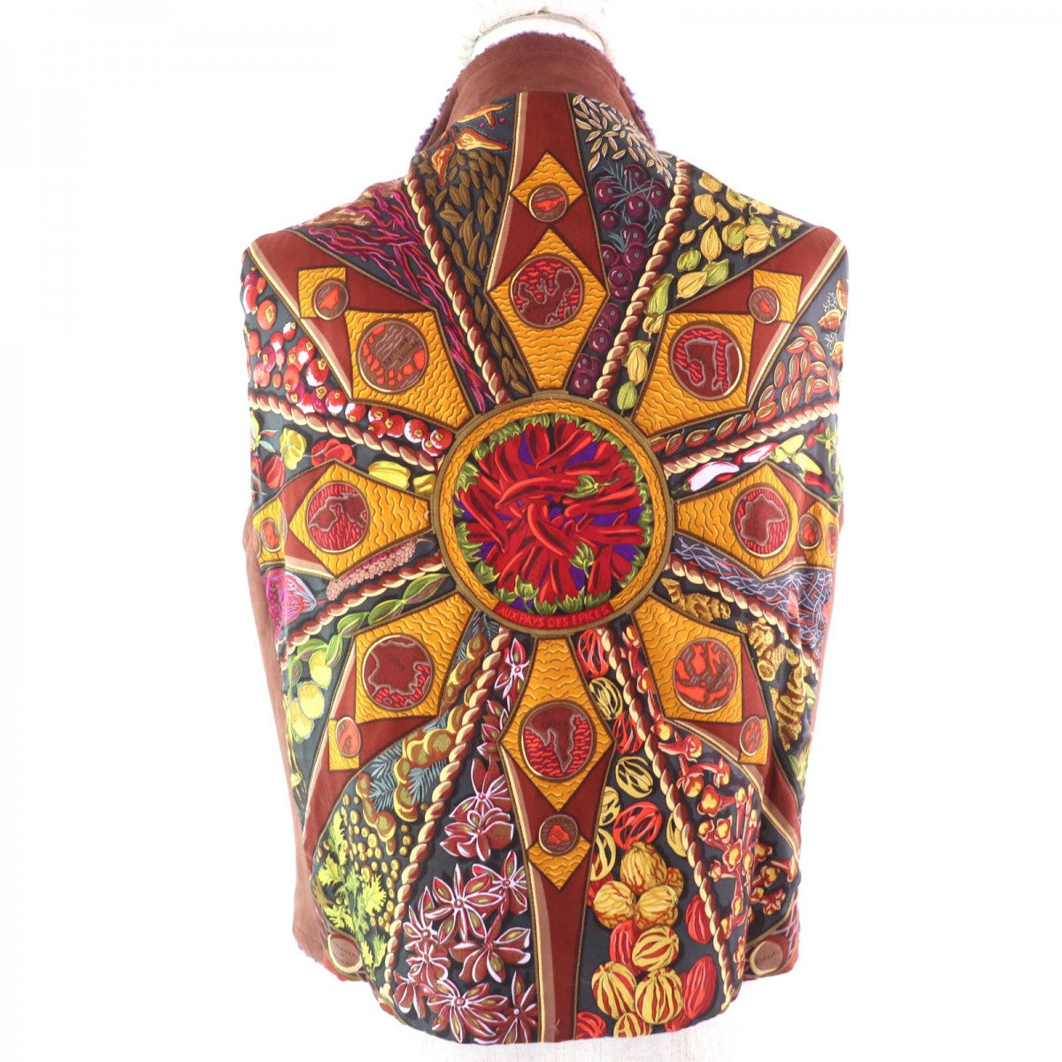 HERMES Vest Main: Lambskin, Part: 100% Silk Brown multicolor Women 42