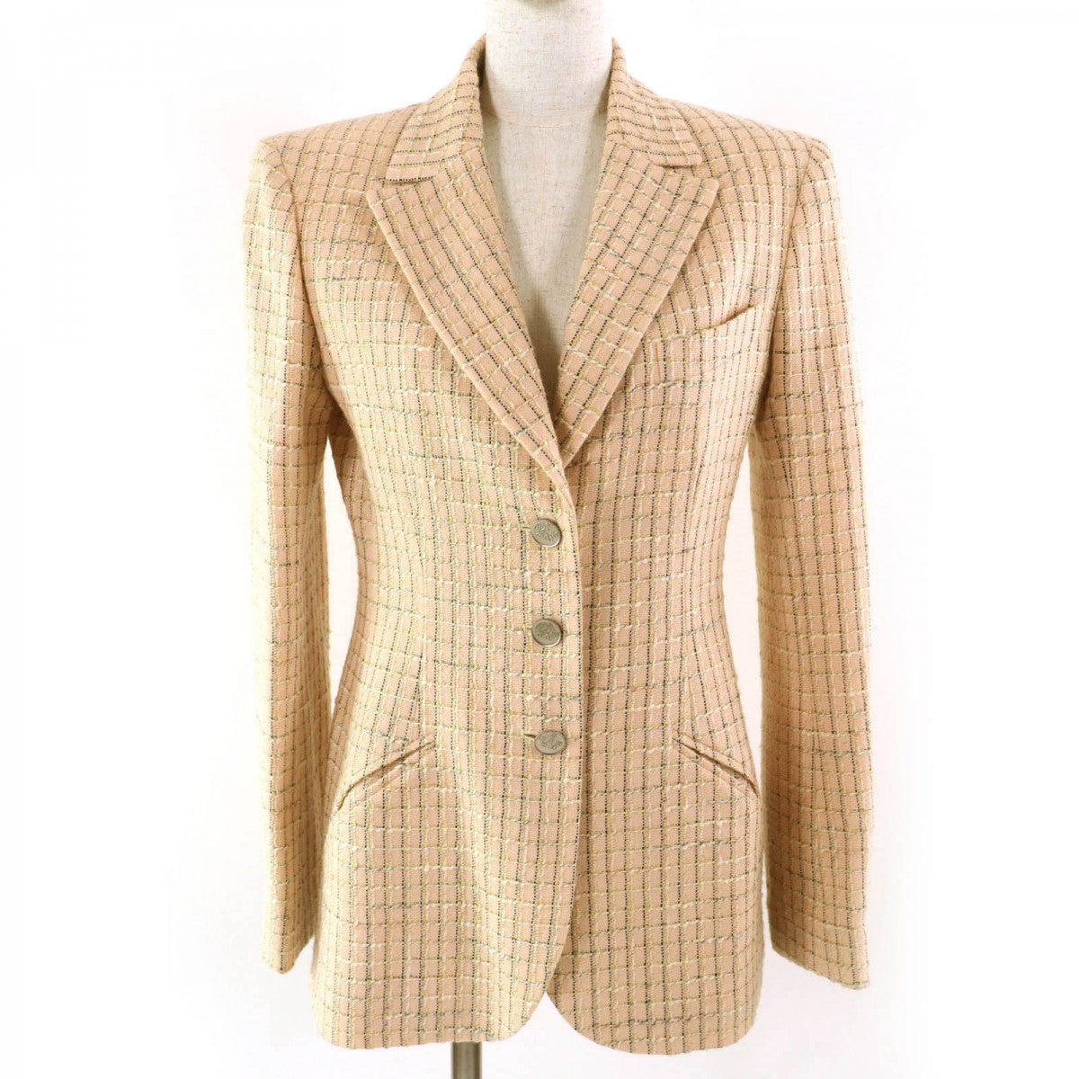 CHANEL tailored jacket 98P P10823 Outer: 50% wool, Outer: 38% acrylic, Outer: 10% cotton, Outer: 2% nylon, Lining: 95% silk Pink beige type Women 38
