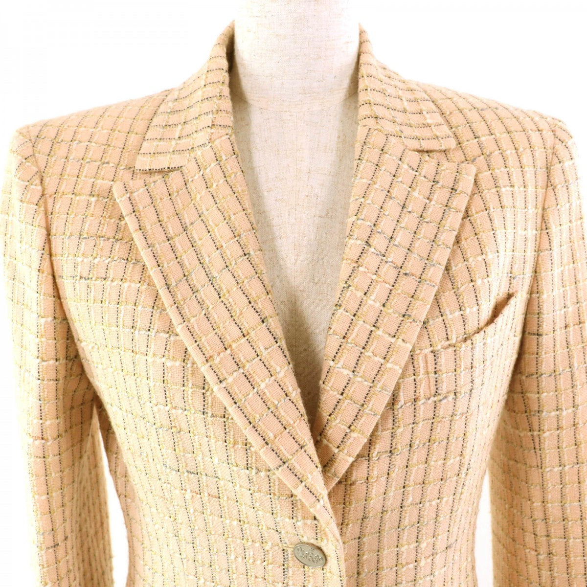 CHANEL tailored jacket 98P P10823 Outer: 50% wool, Outer: 38% acrylic, Outer: 10% cotton, Outer: 2% nylon, Lining: 95% silk Pink beige type Women 38
