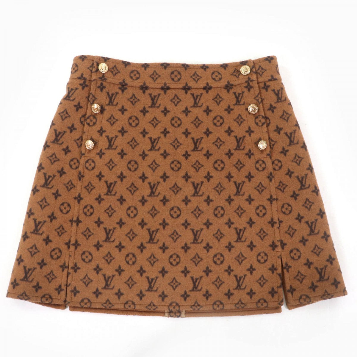 LOUIS VUITTON Mini skirt Main: 99% wool, Main: 1% silk Brown Women 40