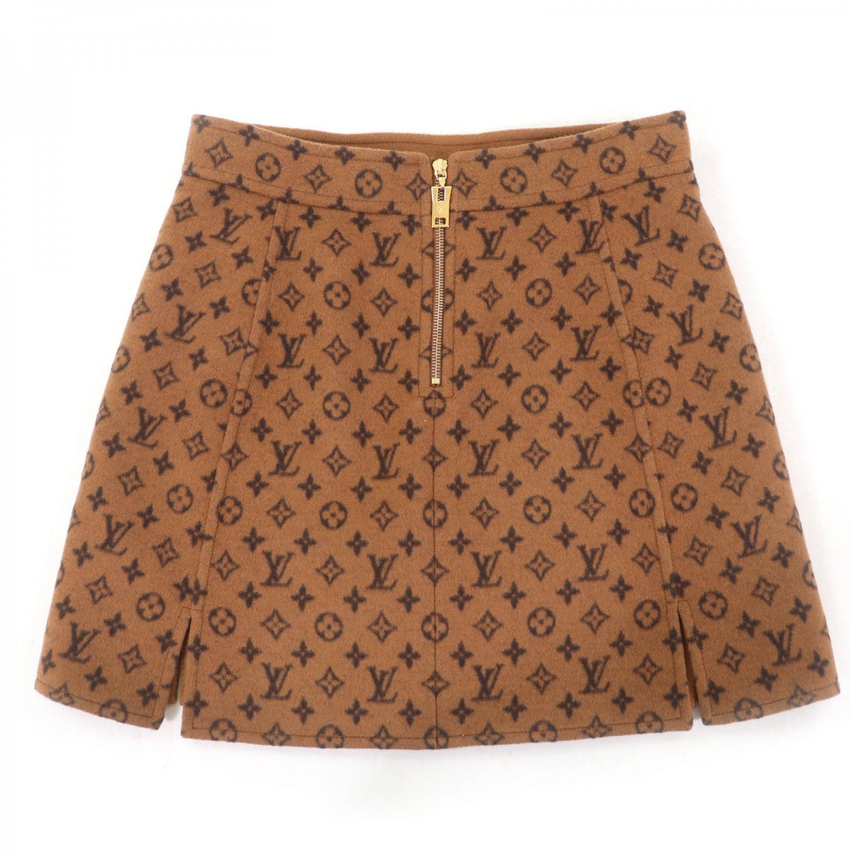 LOUIS VUITTON Mini skirt Main: 99% wool, Main: 1% silk Brown Women 40