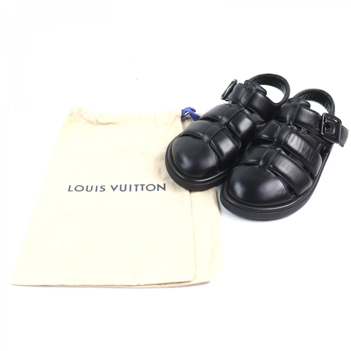 LOUIS VUITTON Sandals 1ACVTR Main: Leather black LV Venice Line mens 7