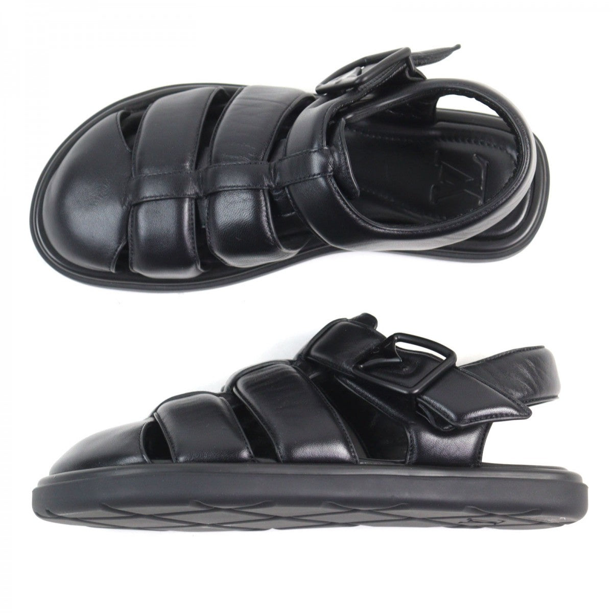 LOUIS VUITTON Sandals 1ACVTR Main: Leather black LV Venice Line mens 7