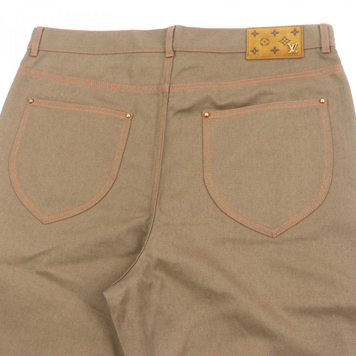 LOUIS VUITTON Pants HOD20W Outer: 100% cotton, Lining: 100% cotton, Leather part: Cowhide Brown mens 36