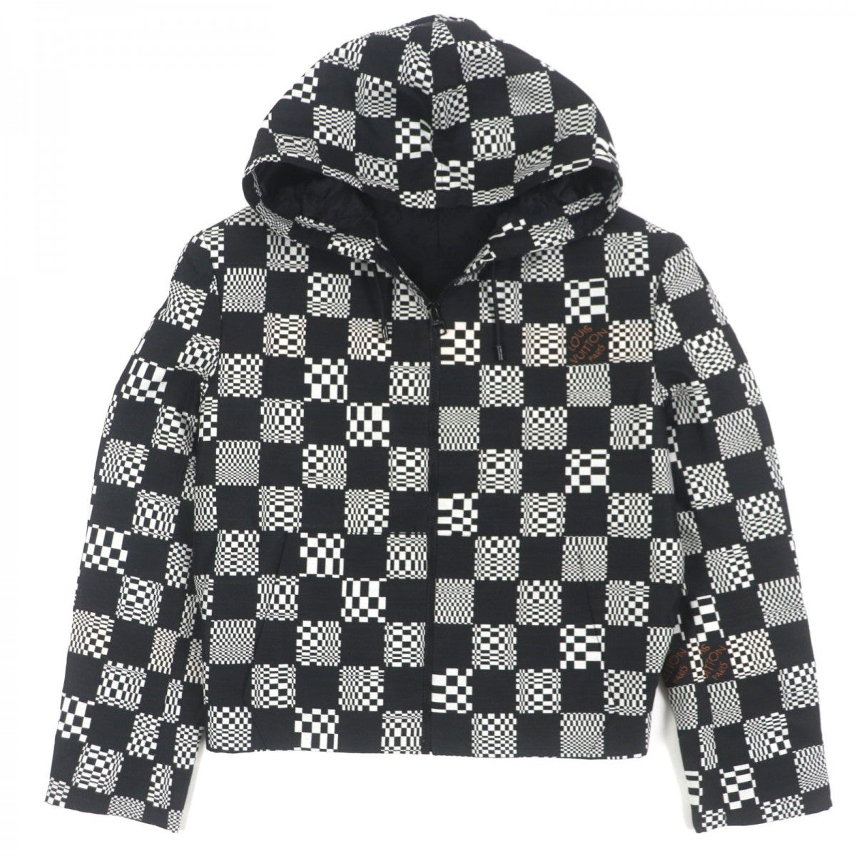 LOUIS VUITTON Jacket HKB90W Outer: 68% wool, Outer: 32% polyester, Lining: 34% cupra, Lining: 28% acetate, Lining: 25% rayon Black White Damier mens 44