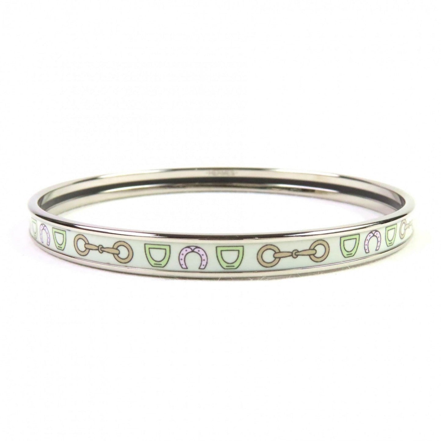 HERMES Bangle FO0232 metal Silver White Multicolor Extra Fan