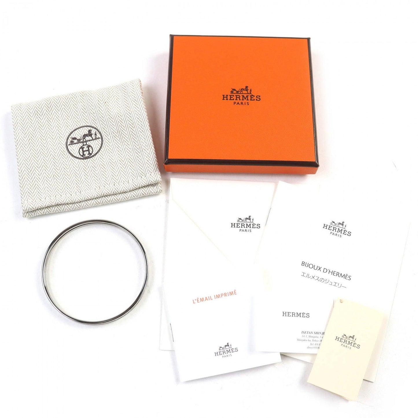 HERMES Bangle FO0232 metal Silver White Multicolor Extra Fan