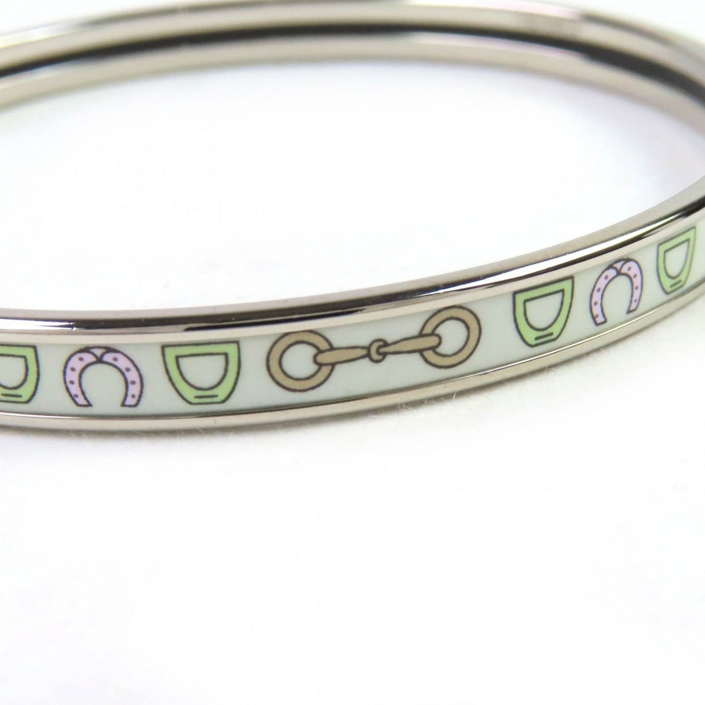 HERMES Bangle FO0232 metal Silver White Multicolor Extra Fan