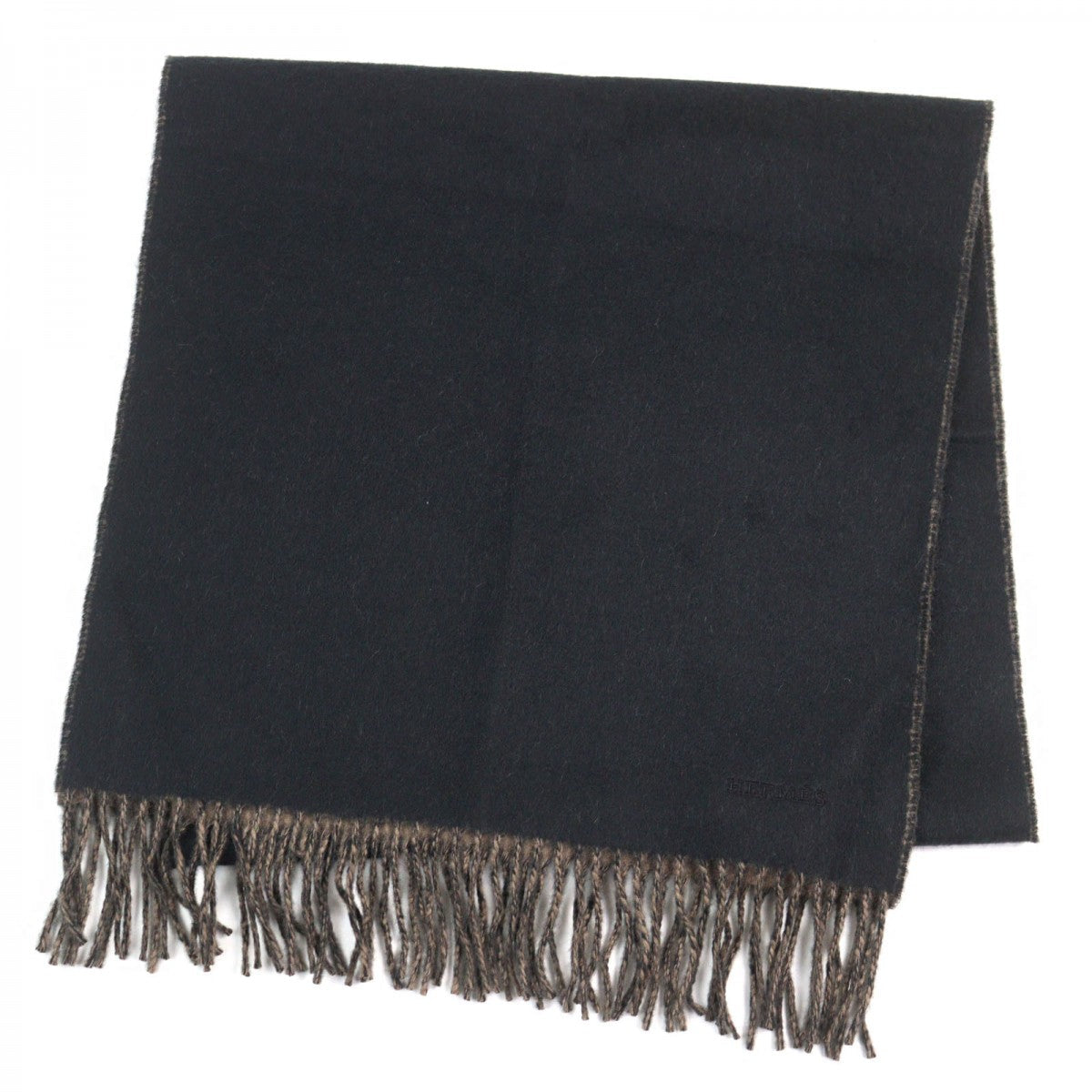 HERMES Scarf cashmere Black brown