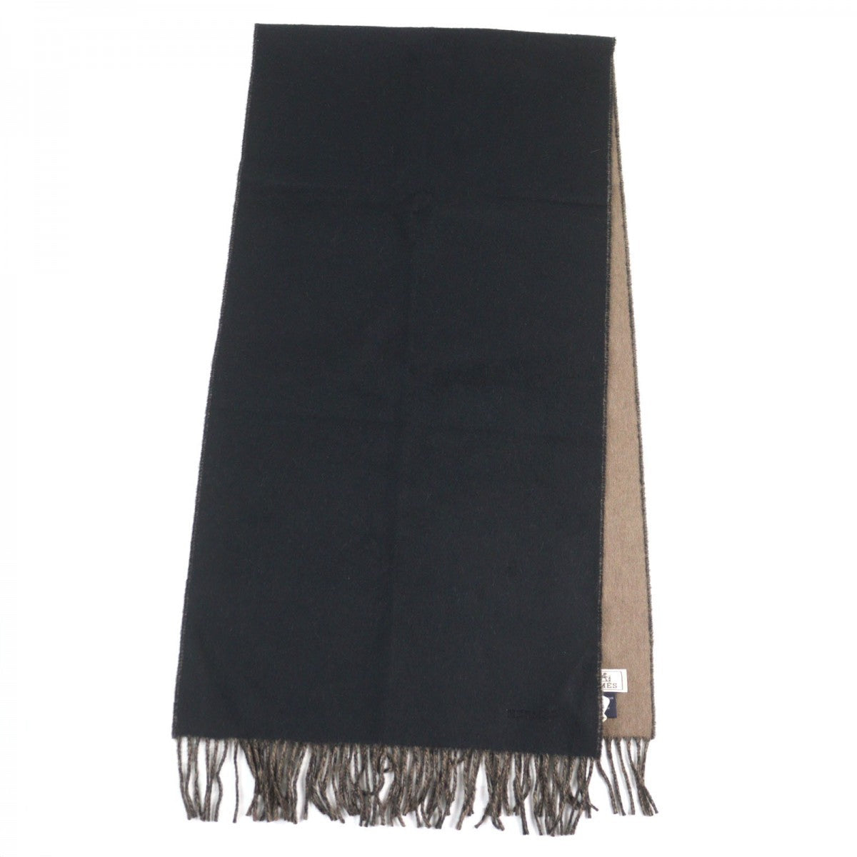 HERMES Scarf cashmere Black brown