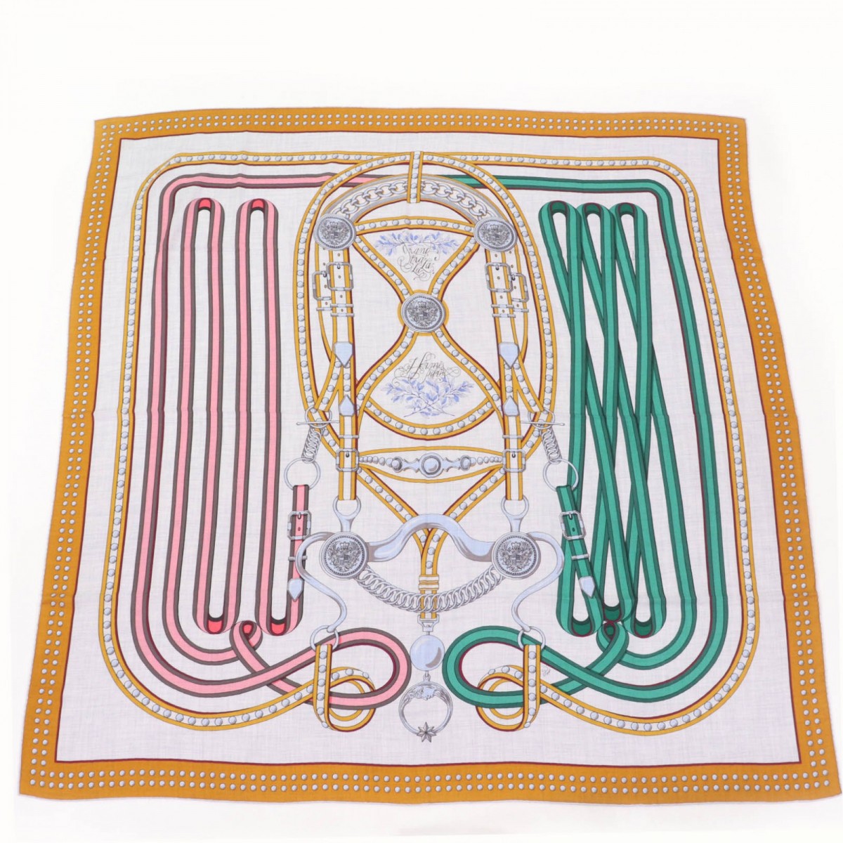 HERMES scarf Main: 70% cashmere, Main: 30% silk CARAMEL/GRIS CHINE Carre140 Grand Tralala Grand Tralala Women