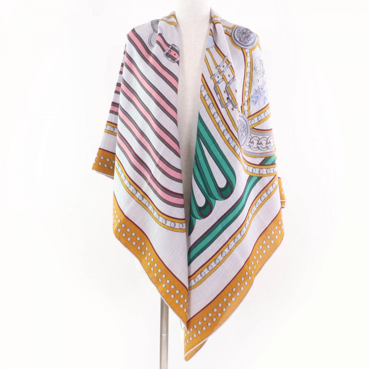 HERMES scarf Main: 70% cashmere, Main: 30% silk CARAMEL/GRIS CHINE Carre140 Grand Tralala Grand Tralala Women