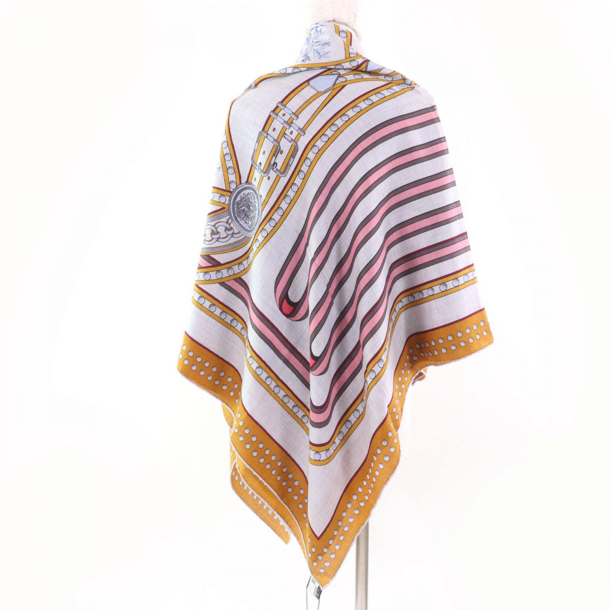 HERMES scarf Main: 70% cashmere, Main: 30% silk CARAMEL/GRIS CHINE Carre140 Grand Tralala Grand Tralala Women