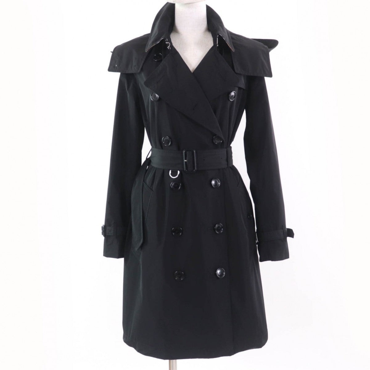 BURBERRY trench coat 8006111 Main: 100% polyester, Lining: 100% polyester, Part: 100% polyester, Part: Calf leather black Women 38