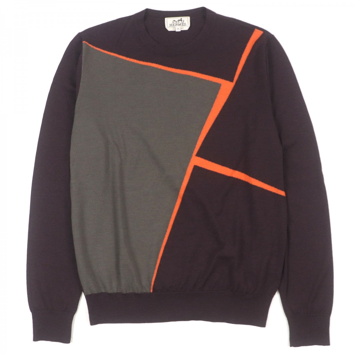 HERMES sweater cashmere Brown Khaki Orange M