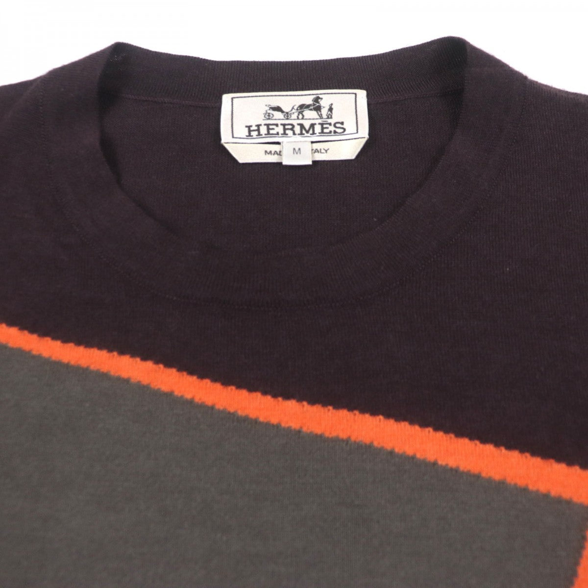 HERMES sweater cashmere Brown Khaki Orange M