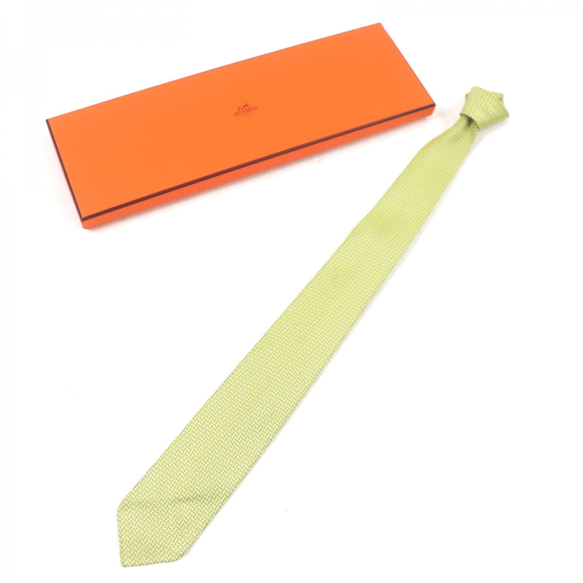 HERMES tie silk yellow