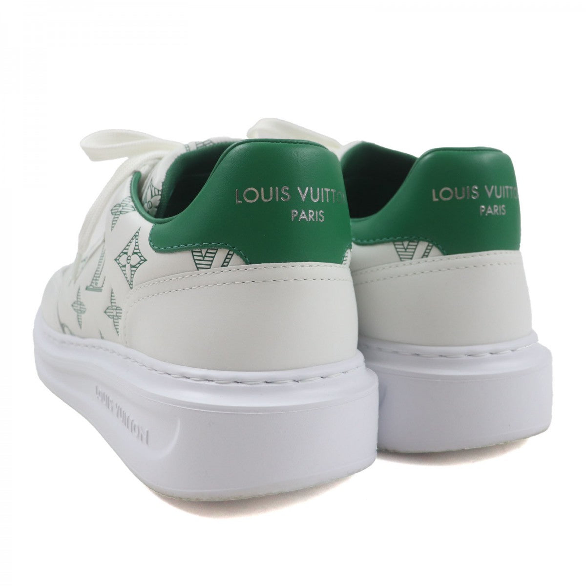 LOUIS VUITTON Low cut sneakers leather White green Beverly Hills Line 6