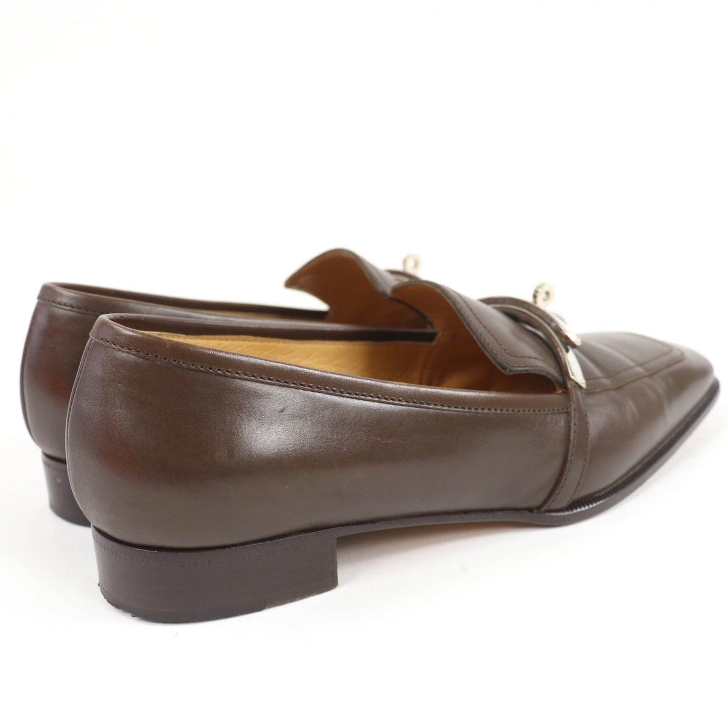 HERMES loafers leather Brown 36.5