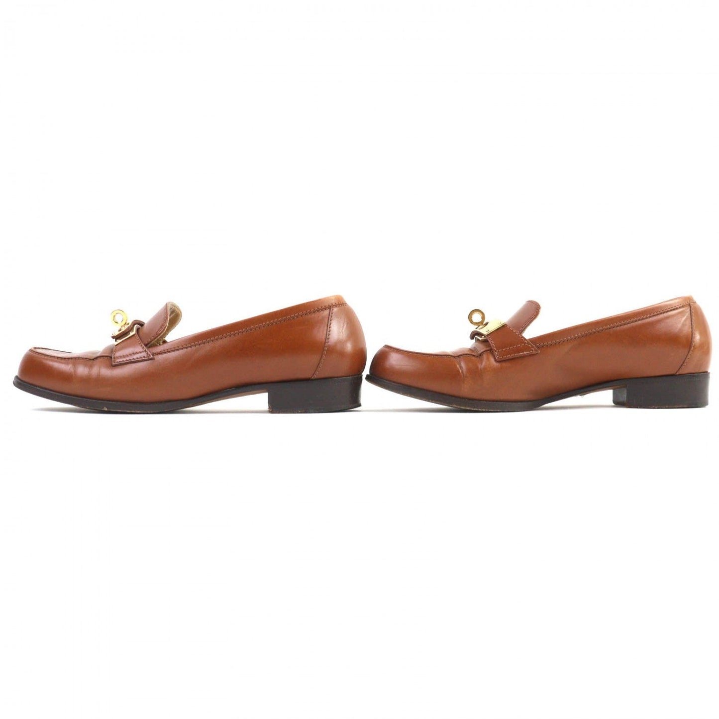 HERMES loafers leather Brown 36.5