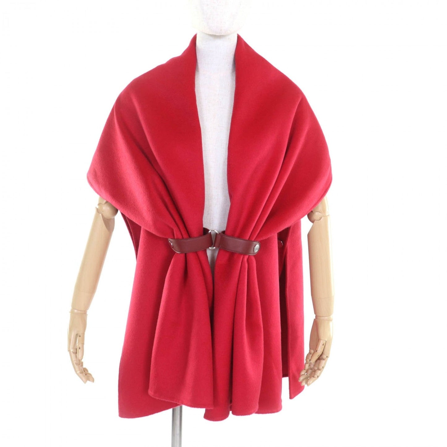 HERMES poncho cashmere Red 36