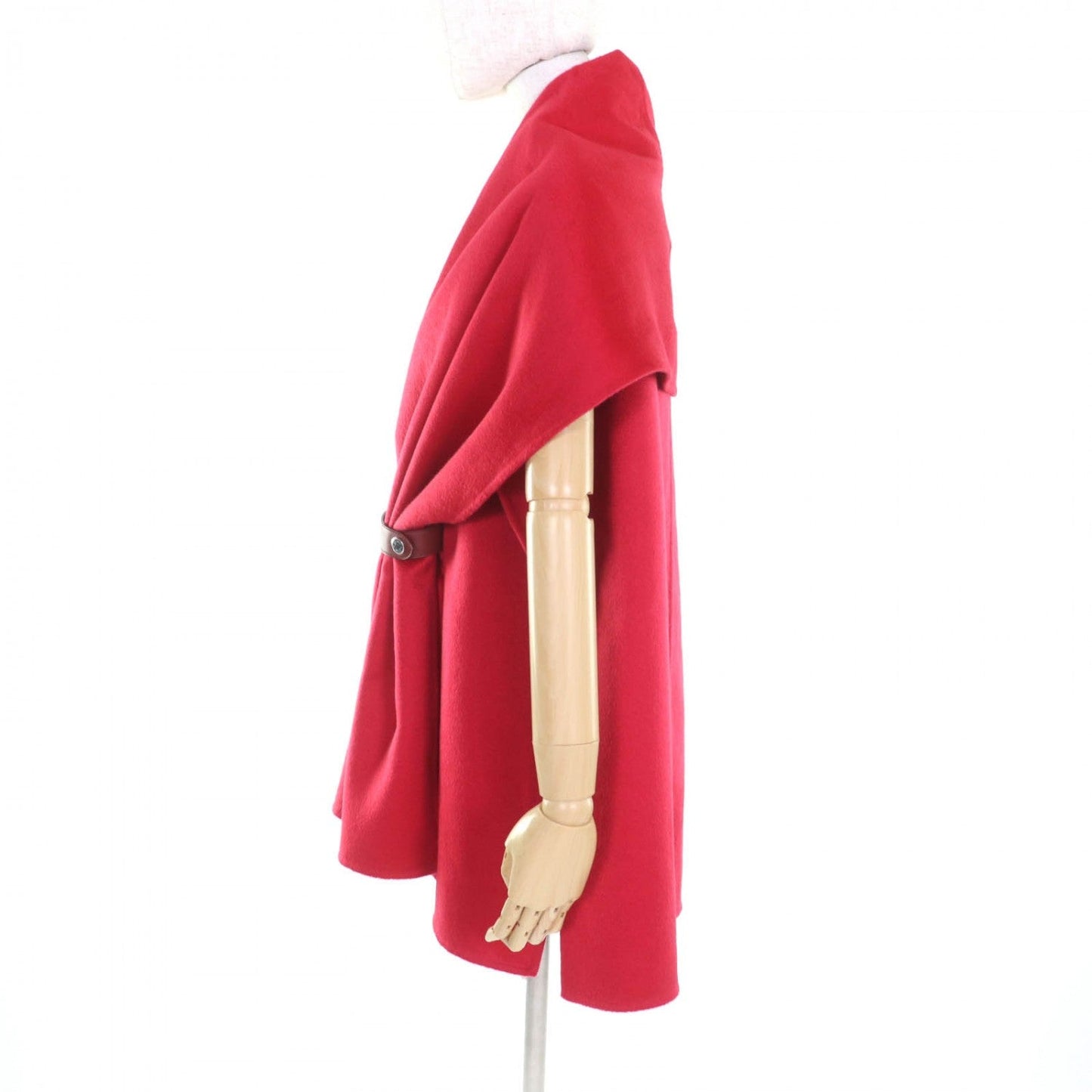 HERMES poncho cashmere Red 36